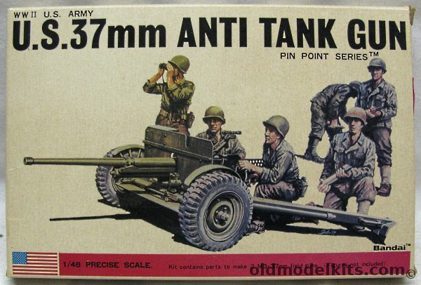 Bandai 1/48 TWO US 37mm Anti-Tank Gun, 8291 plastic model kit